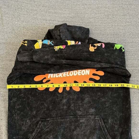 Nickelodeon Logo Retro 90's Style  Black Hoodie Graphic Print Women Size S - Picture 4 of 14